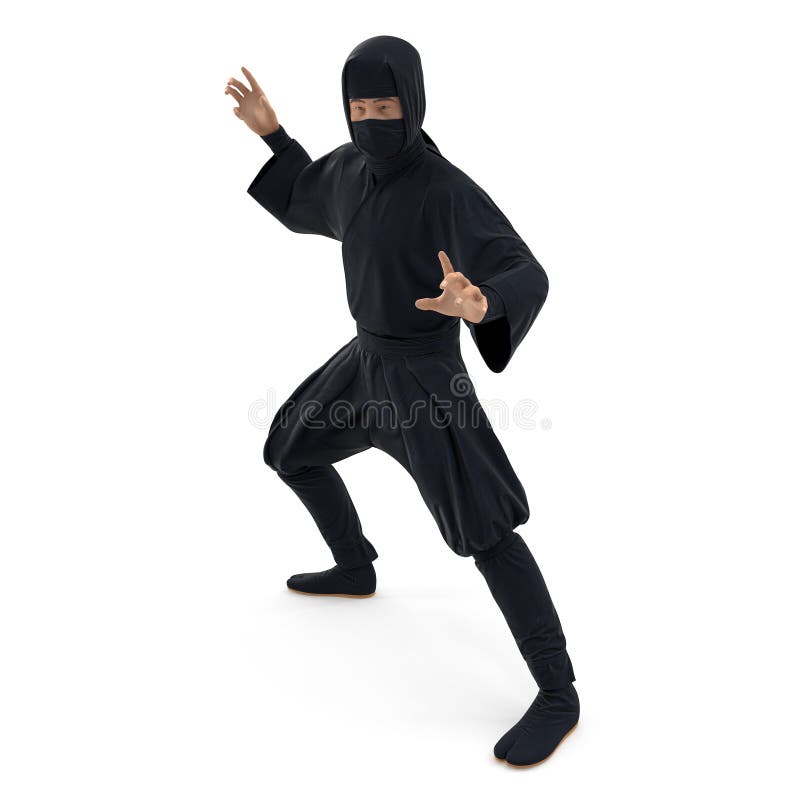 Ninja Assassino Personagem Em Um Traje Preto Completo Em Pé Em Uma Pose De  Combate, Vetor De Arte Marcial Japonesa Ilustração Em Um Fundo Branco  Royalty Free SVG, Cliparts, Vetores, e Ilustrações