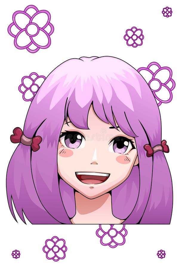 rabo de cavalo fofo cabelo roxo ilustração de personagem de anime girl  3065896 Vetor no Vecteezy