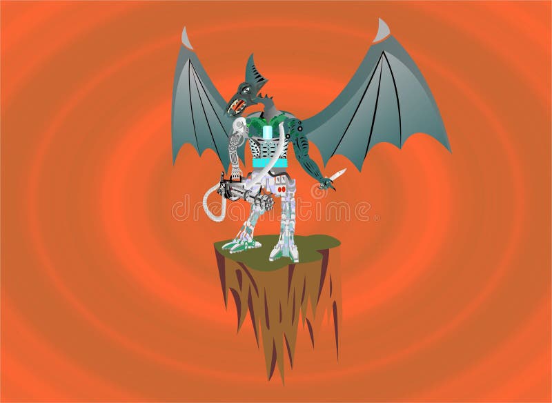 Brinquedo Robô Mutante Pterodactyl Ilustração do Vetor - Ilustração de  ciborgue, mina: 170181322