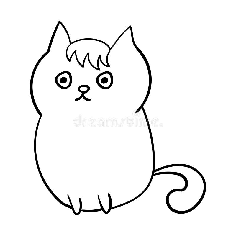 Desenho de página para colorir de rabisco kawaii bonito animal de desenho  de gato