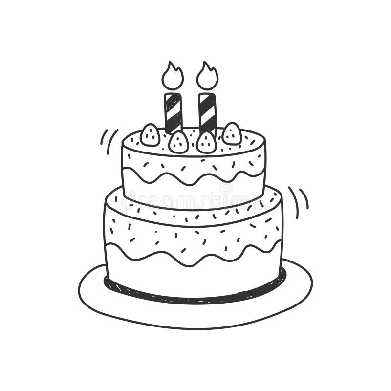 Bolo De Aniversário Desenhado à Mão Do Vetor PNG , Vetor De Aniversário,  Vetor De Bolo, Aniversário Imagem PNG e PSD Para Download Gratuito