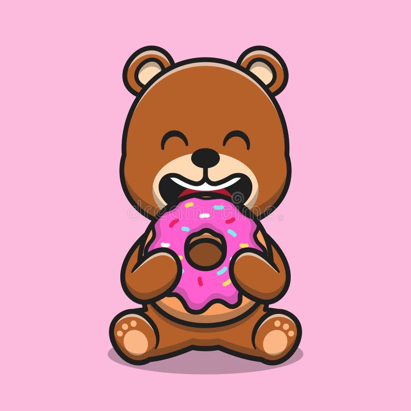 Fofo Donut Kawaii. Ilustração De Estilo De Desenho Animado Isolado