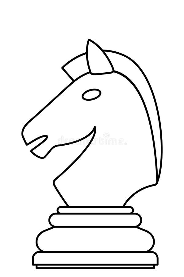 Contorno Cavalo Xadrez Cavaleiro Preto Branco Mascote Mustang Orgulhoso  Símbolo imagem vetorial de veleri© 409782012