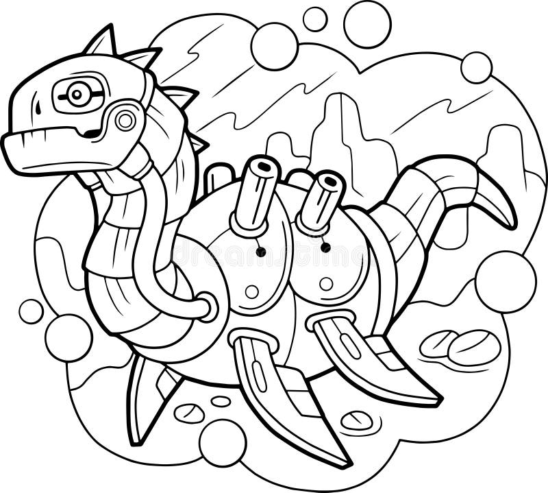 Dinossauro Robô De Desenho Animado Ilustração do Vetor - Ilustração de  lagarto, retrato: 271861025