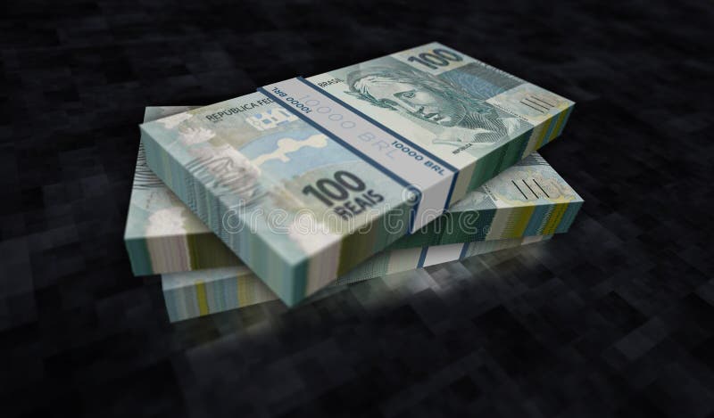 Ilustração em vetor real brasileiro conjunto de dinheiro do brasil notas de  pacote dinheiro de papel 200 brl