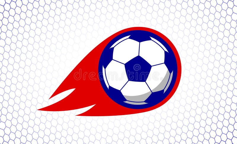 Banner da web com ilustração de bola de futebol ou futebol e campo de jogo  verde estilizado com bases