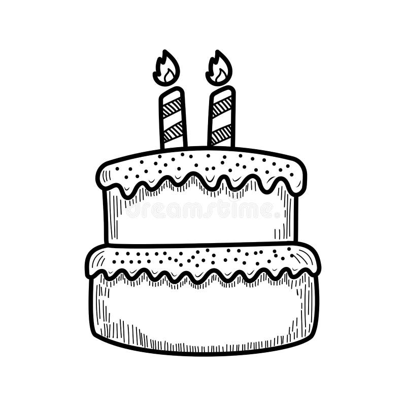 Bolo De Aniversário Desenhado à Mão Do Vetor PNG , Vetor De Aniversário,  Vetor De Bolo, Aniversário Imagem PNG e PSD Para Download Gratuito