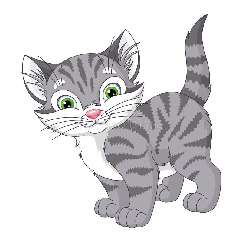 Gato De Desenho Animado Bonito Ilustração do Vetor - Ilustração de  desenhado, cinzento: 169759060