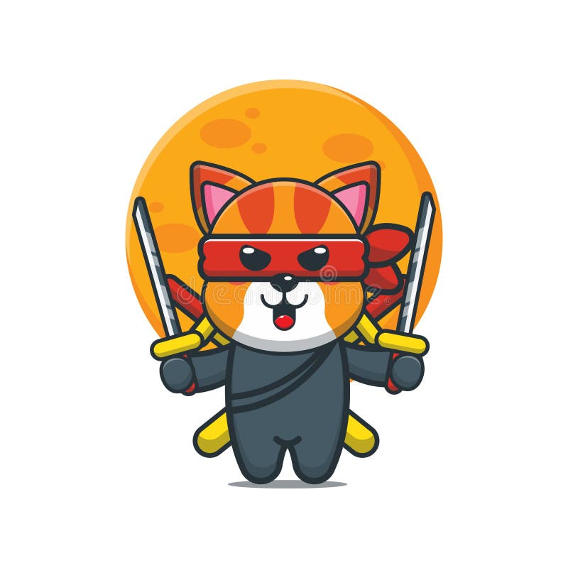 O Ataque De Gato Ninja Com O Logotipo Do Projeto Mascote De