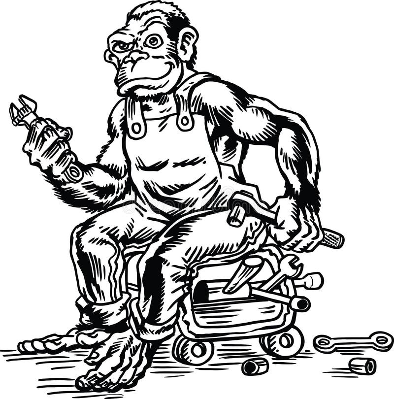 macaco na arte de linha de moto 14848360 Vetor no Vecteezy
