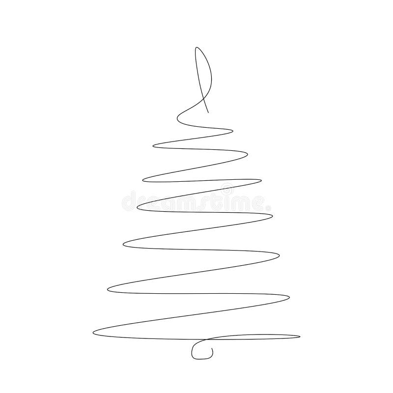 Desenho Linha Contínua Árvore Natal Vetor Preto Branco Ilustração Linear  imagem vetorial de OlgaTropinina© 449428848