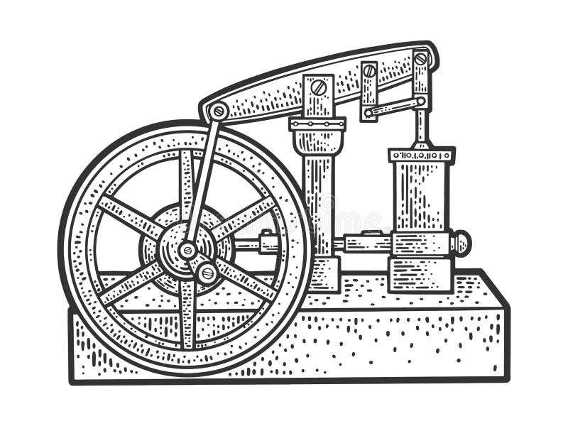 Esboço desenhado de mão do motor do carro, Vetor Premium