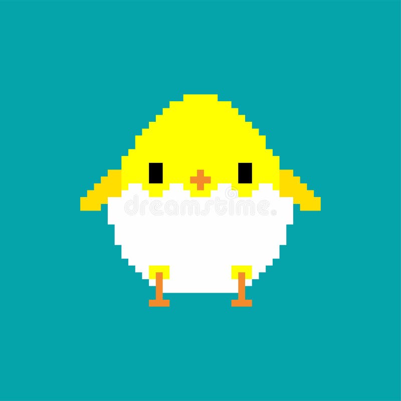 Galinha pixel art cute animal para ativos de jogos em ilustração