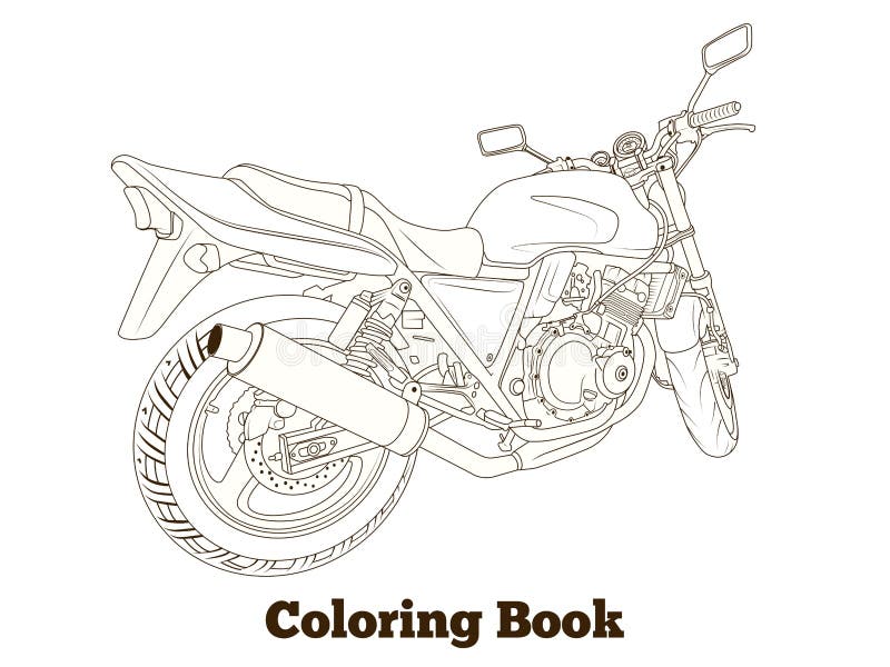 Desenho de motocicleta para colorir preto e branco para livro de colorir