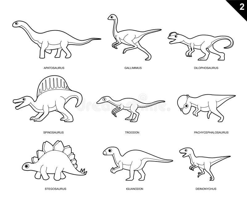 A Ilustração Do Vetor Dos Desenhos Animados Do Livro Para Colorir Do  Dinossauro Ajustou 1 Ilustração do Vetor - Ilustração de diferente, dino:  85940255