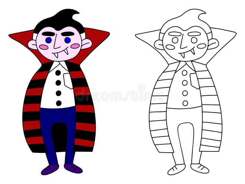 Página De Colorir Vampiros Feliz Para Ilustração Vetorial De Crianças.  Ilustração Linear Desenhada à Mão De Um Vampiro De Desenho Ilustração do  Vetor - Ilustração de branco, isolado: 231251630