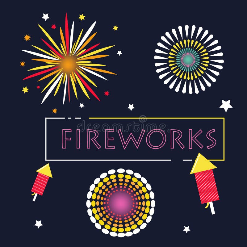 Fogos De Artifício Simples Em Branco Ilustração Stock - Ilustração de  festivo, forma: 207216691