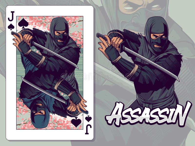 Ilustra??o de gato ninja japonês