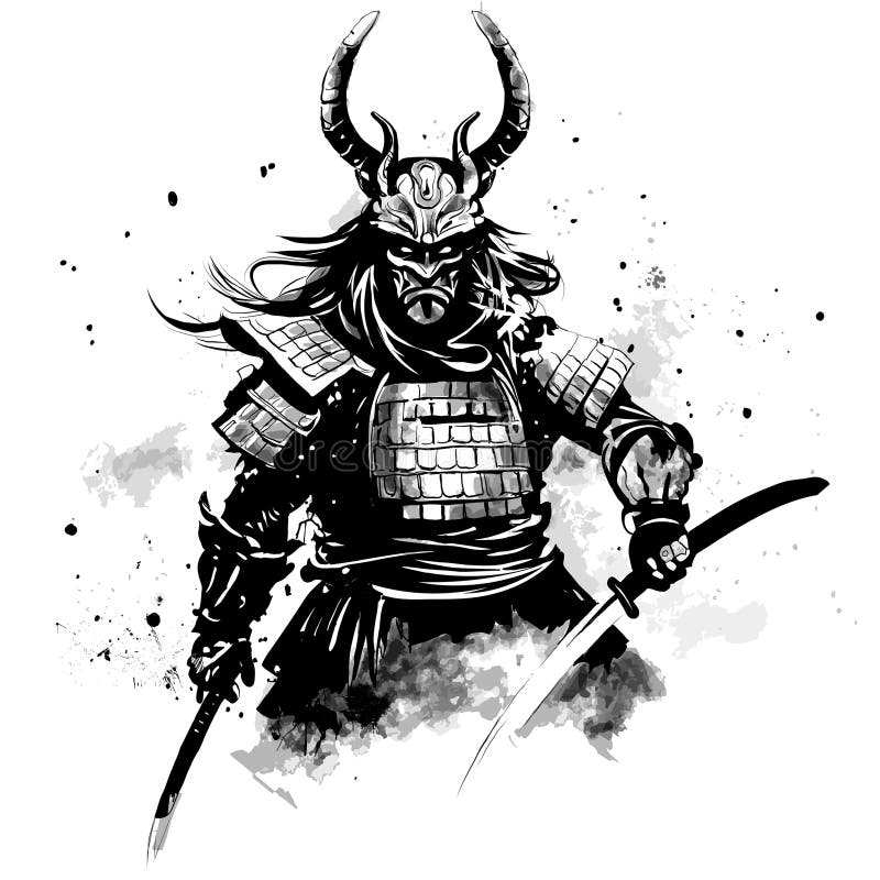 Pintura com tinta Samurai - Desenho, ai illustrator file