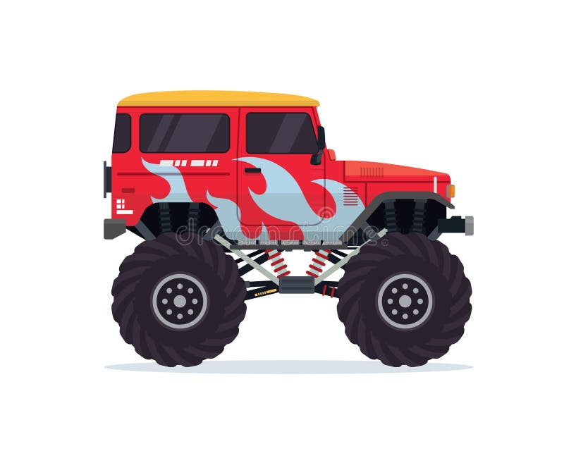 Desenhos Animados Rápidos Fora Do Carro Da Estrada Que Olha Como O Monster  Truck Que Conduz Através Da Cidade Ilustração Stock - Ilustração de fresco,  olhar: 98576769