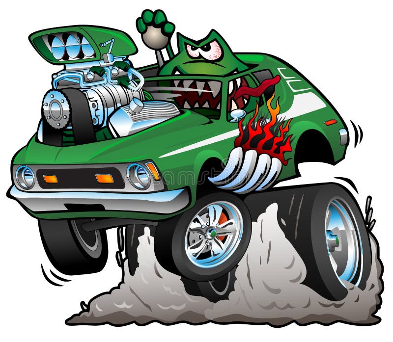 Desenhos Animados Rápidos Fora Do Carro Da Estrada Que Olha Como O Monster  Truck Que Conduz Através Da Cidade Ilustração Stock - Ilustração de fresco,  olhar: 98576769