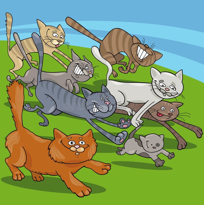 Os Gatos Ajustaram O Livro Para Colorir Dos Desenhos Animados