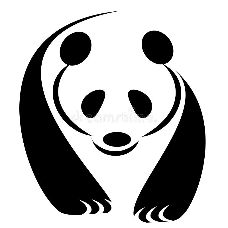 Estilizado panda desenho de corpo inteiro. Ícone de urso panda