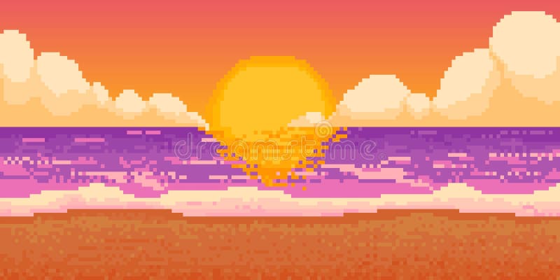 Pixel Art 80s Pôr Do Sol 8 Bits Energia Solar E Estilo Retrowave