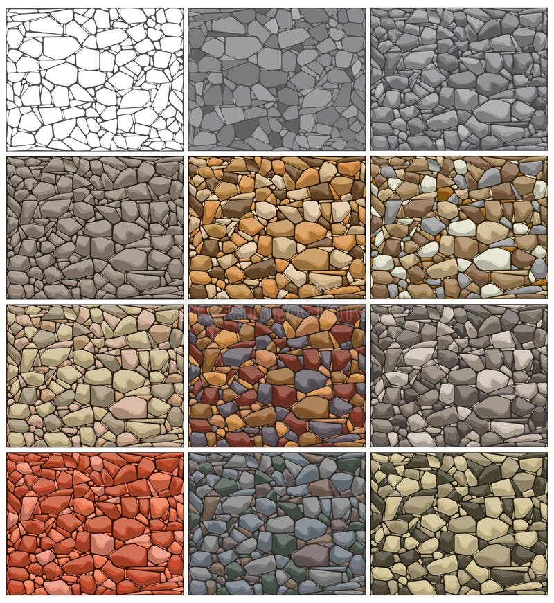 Diferentes texturas de pedras preciosas para o jogo. ilustração