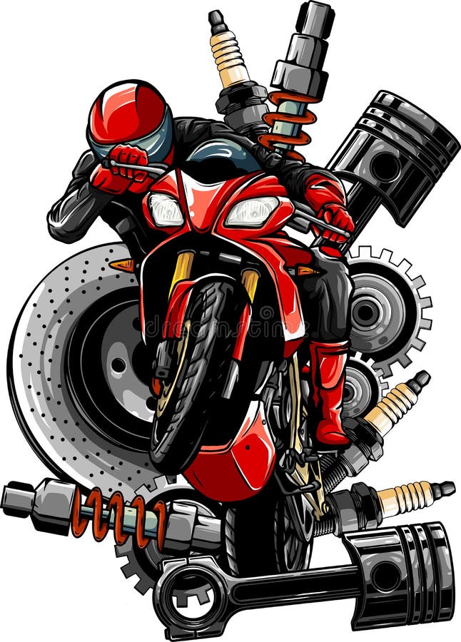 Desenho Em Preto E Branco De Vetor De Moto Com Desenho De Peças  Sobressalentes Ilustração do Vetor - Ilustração de lambreta, motocross:  213643611