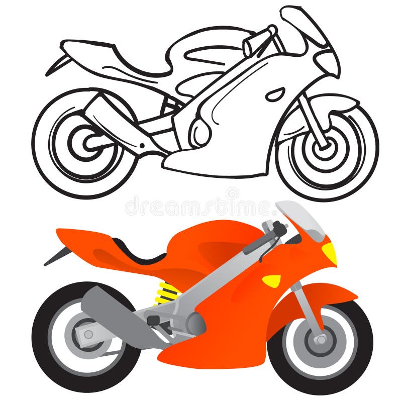 Ilustração Vetorial De Um Desenho Preto E Branco De Uma Motocicleta  Vermelha De Super-motocicleta De Super-moto E Versão Colorida Ilustração do  Vetor - Ilustração de grande, esporte: 229454627