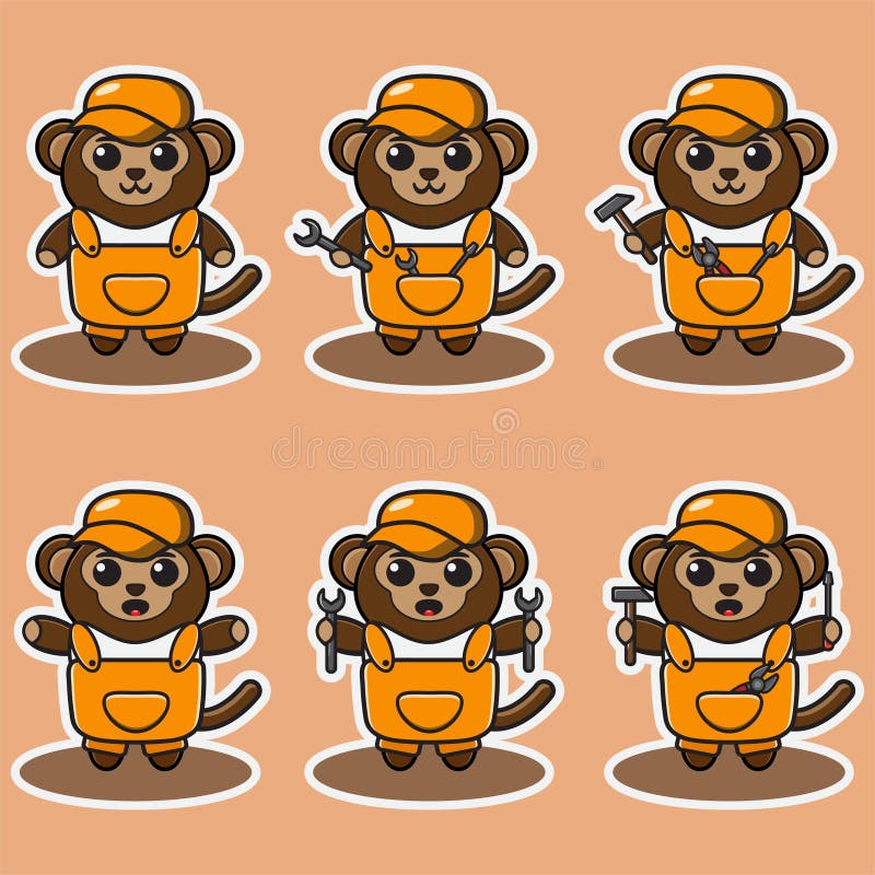 Macaco Desenho Animado Colorido Clipart Ilustração Design Floresta