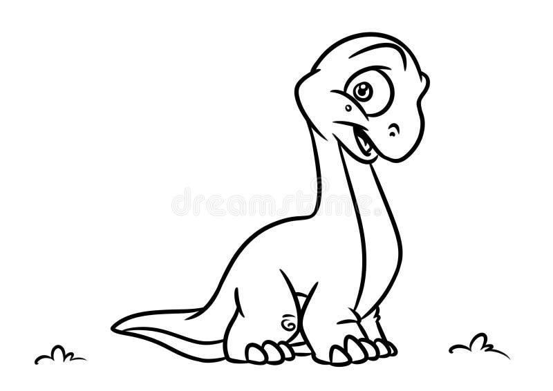 solteiro 1 linha desenhando brontossauro ou diplodoco dinossauro