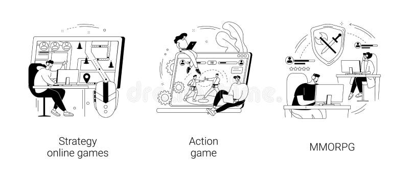 Ilustrações vetoriais de conceito abstrato de jogos para pc