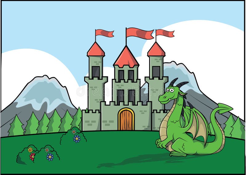  Ilustración De Color De Dibujos Animados Verdes Y Castillos Ilustración del Vector
