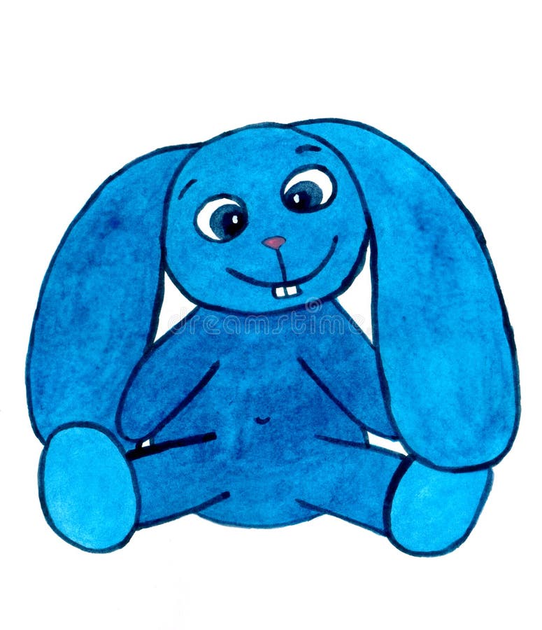 Ilustración De Conejo De Dibujos Animados. Conejo Azul De Pascua Stock de  ilustración - Ilustración de conejo, color: 187233190