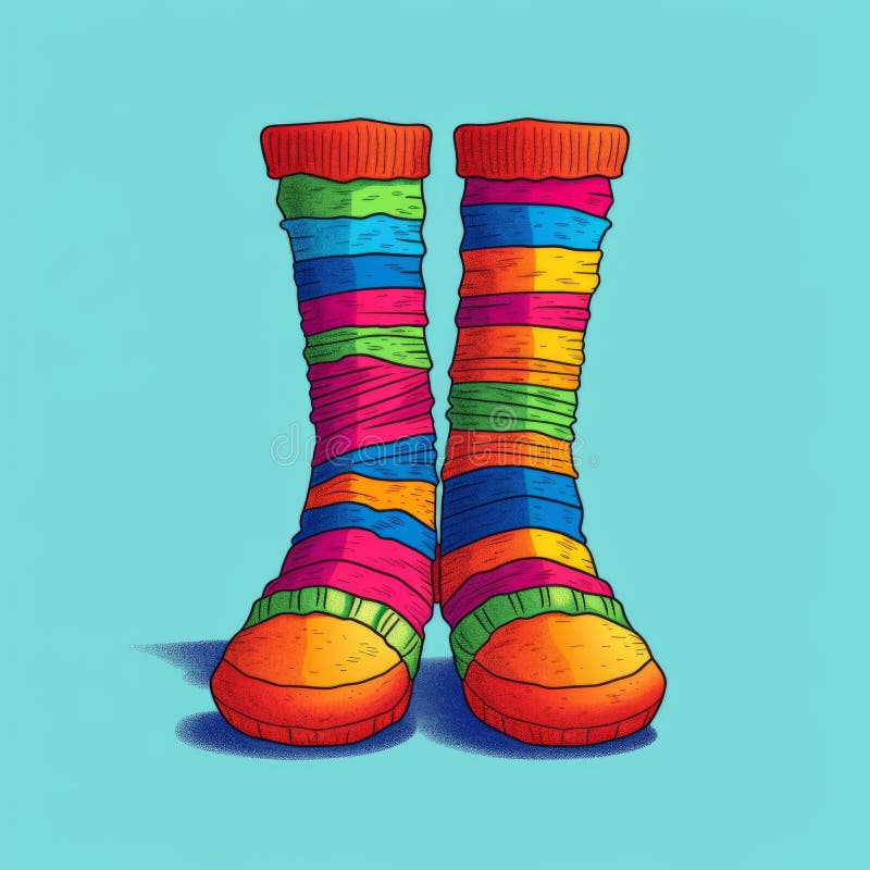 calcetines de colores para niños, ilustración de estilo de dibujos