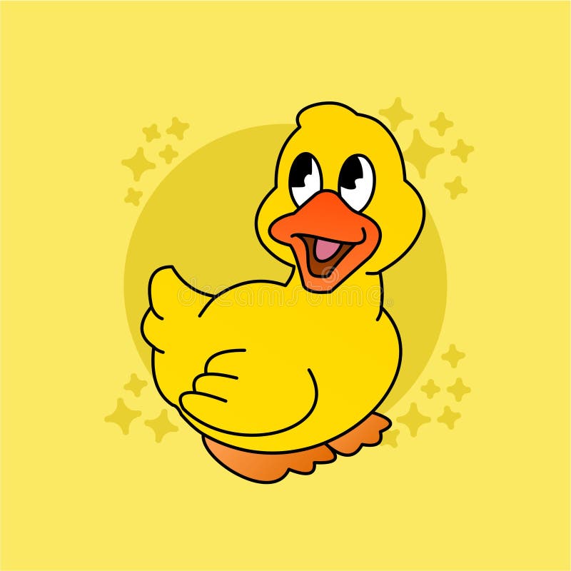 Ilustración De Dibujos Animados De Pato, Carácter Gracioso Con Color  Amarillo Y Diseño Plano Stock de ilustración - Ilustración de animal,  fondo: 164287686