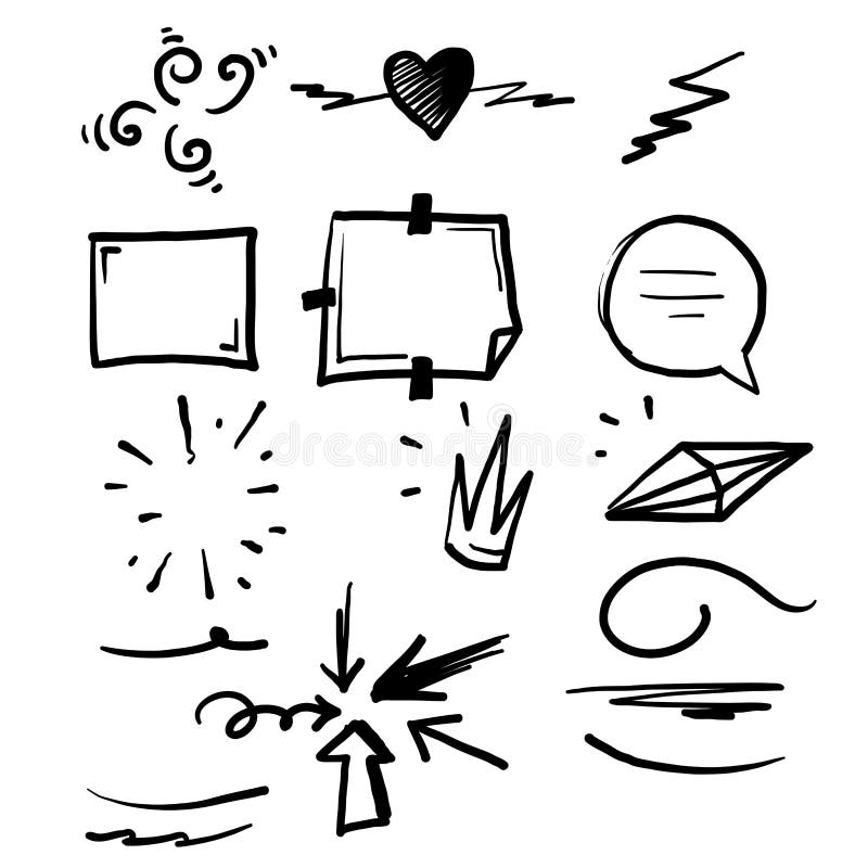 Colección De Elementos Doodle Para Decorar El Estilo De Caricaturas De Los  Vectores De Texto O De Fotos Ilustración del Vector - Ilustración de  espiral, retro: 168149450