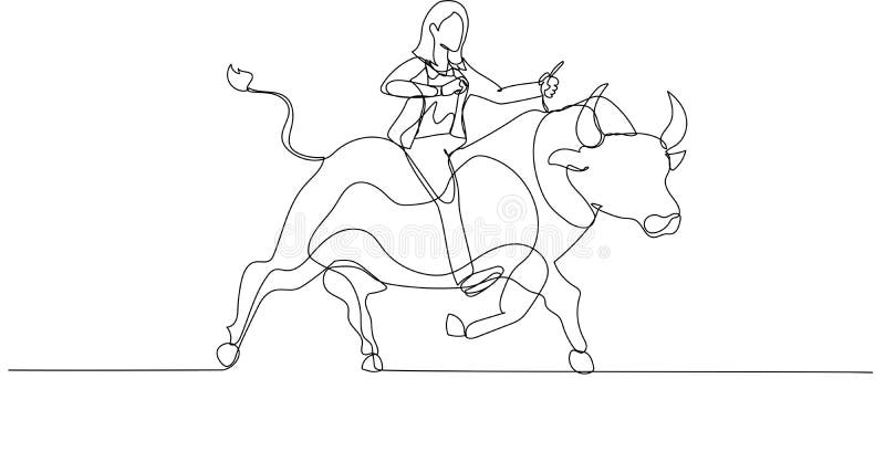 Caricatura de una mujer de negocios montando una metáfora de un caballo de  ajedrez para la estrategia y la lucha empresarial un estilo de arte de  línea continua