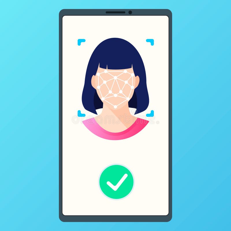 Flat id. Flat illustration распознавание лиц. Face ID рисунок. Распознавание лица смартфон. Распознавание лица телефон вектор.