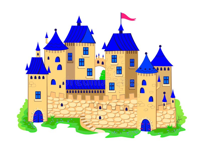  Ilustración Del Castillo Medieval De Fantasy Fairyland. Dibujo De Reino De Juguetes Para Niños Libro De Cuentos De Hadas. Creación Ilustración del Vector
