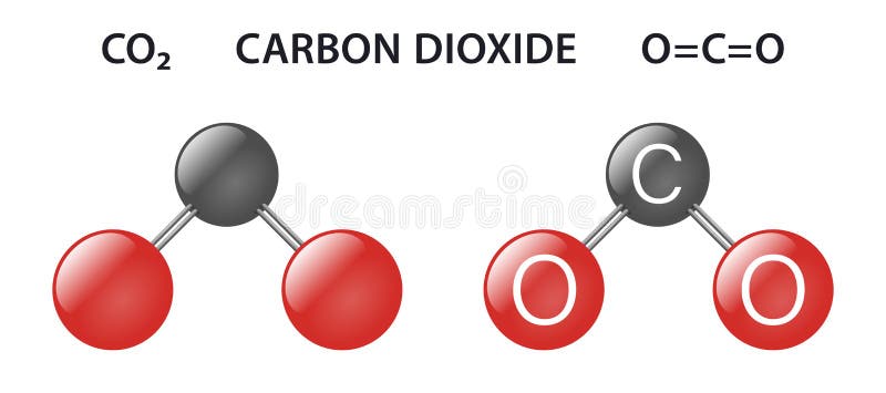Ilustración Del Modelo De Dióxido De Carbono Co2 Atom Ilustración del  Vector - Ilustración de molecular, modelo: 203710705