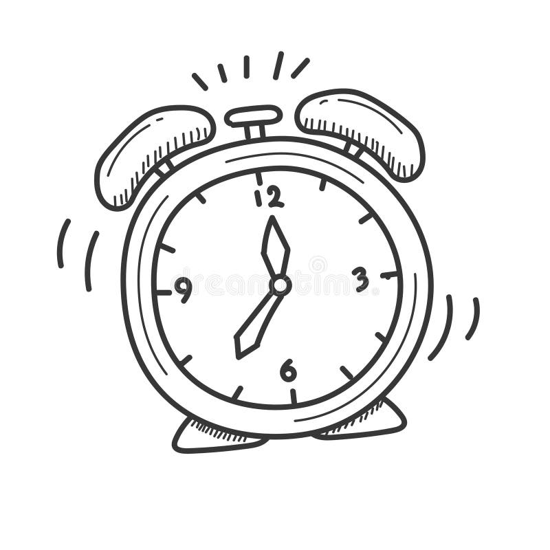Ilustración vectorial de reloj despertador con estilo de dibujos