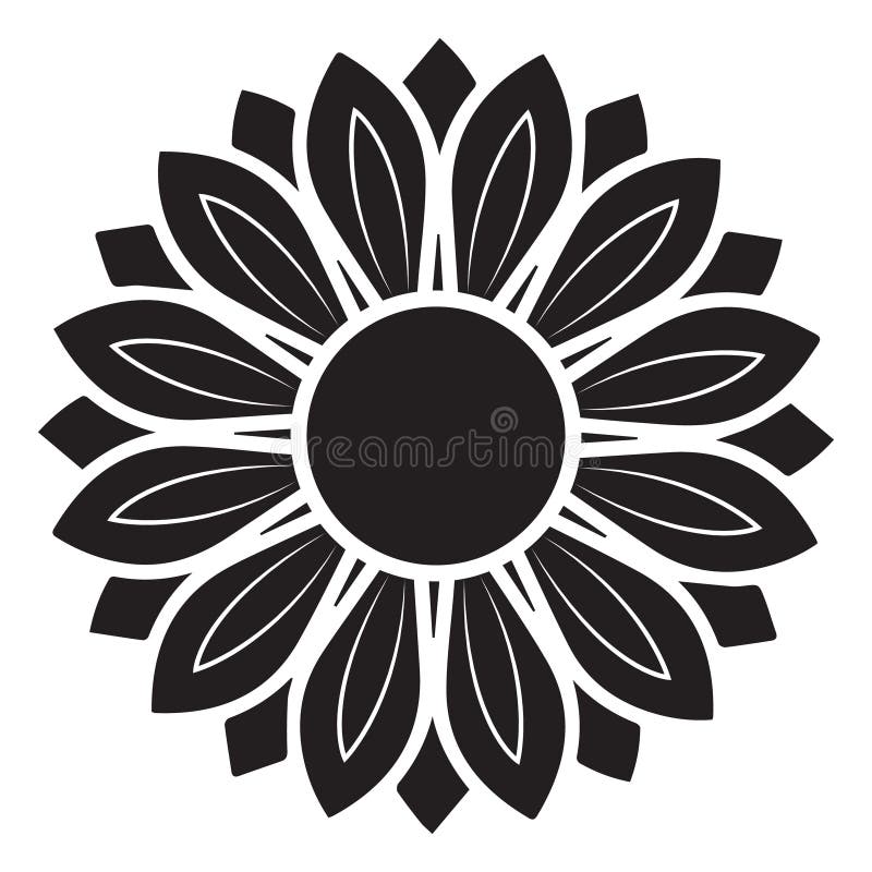 IlustraciÃ³n Vectorial De Girasol En Color Negro, Elemento De DiseÃ±o  Vintage Stock de ilustración - Ilustración de travieso, flor: 157293653