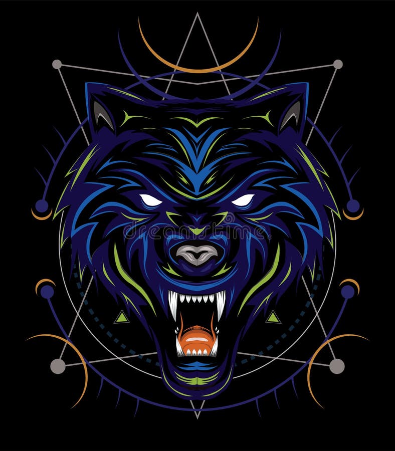 Ilustración Vectorial Del Lobo Azul, Lobos De Cabeza Stock de ilustración -  Ilustración de fondo, peligro: 164876499