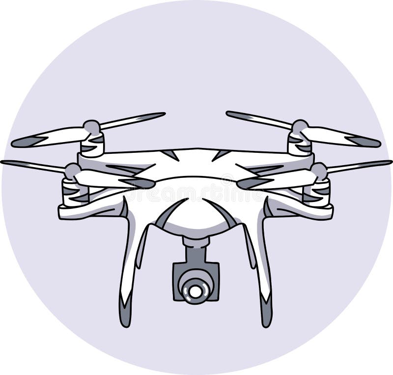 Ilustración Vectorial Dibujada a Mano De Un Drone. Ilustración del Vector -  Ilustración de negro, vector: 209962299