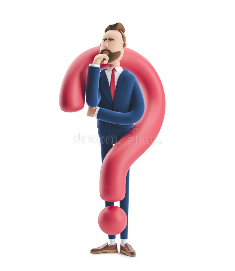 Cartoon character Billy looking for a solution. 3d illustration. Cartoon character Billy looking for a solution. 3d illustration