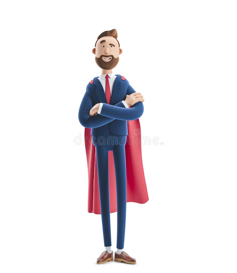 Cartoon character Billy clothed like a superhero. 3d illustration. Cartoon character Billy clothed like a superhero. 3d illustration