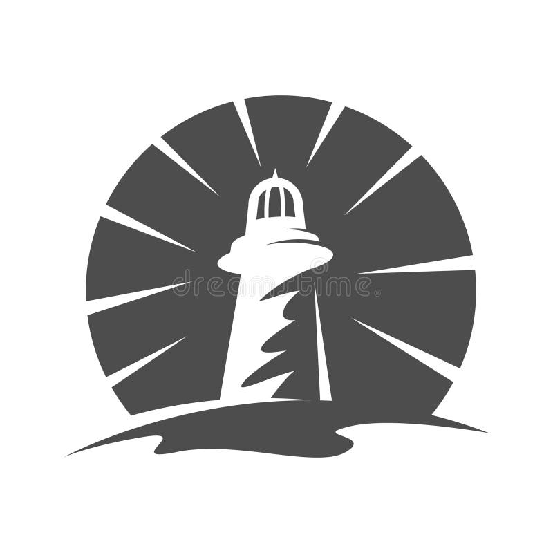 Ilustraciones abstractas de diseño vectorial del logotipo del faro de baliza de estilo plano. Ilustraciones de diseño vectorial del logotipo del faro de faro de faro de faro de faro de faro de faro